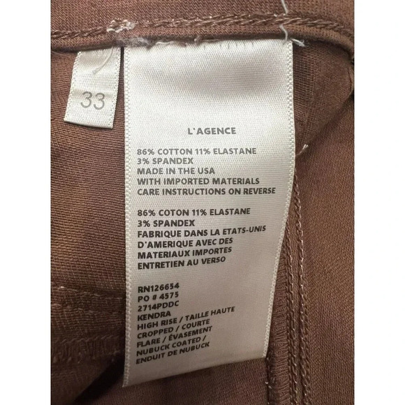 L'Agence Kendra High Rise Cropped Flare Pants Java Coated Women's Size 33 NWT - Picture 11 of 11